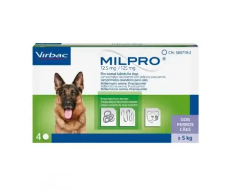 Virbac Milpro Dewormer for Dogs 4 Tablets from PetMedicine.co
