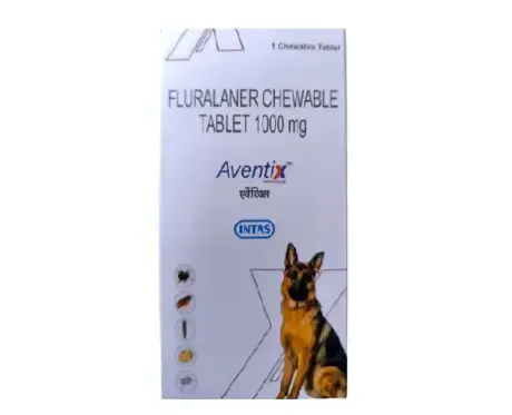 Intas Aventix 1000 Mg Chewable Flea & Tick Tablet for Dogs 20–40 Kg - PetMedicine.co