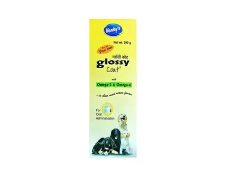Venkys Glossycoat Omega 3 & 6 for Dogs 200gm Supplement PetMedicine.co