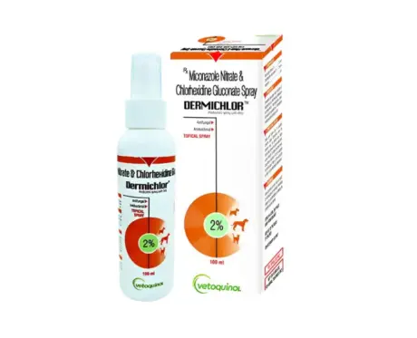 Vetoquinol Dermichlor antibacterial antifungal spray for dogs and cats 100ml – PetMedicine.co