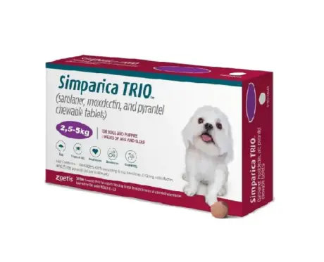 Zoetis Simparica Trio XS chewable tablet for dogs 2.5-5 kg at PetMedicine.co