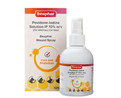 Beaphar Wound Solution Spray for Pets 125ml Povidone Iodine 10% - PetMedicine.co