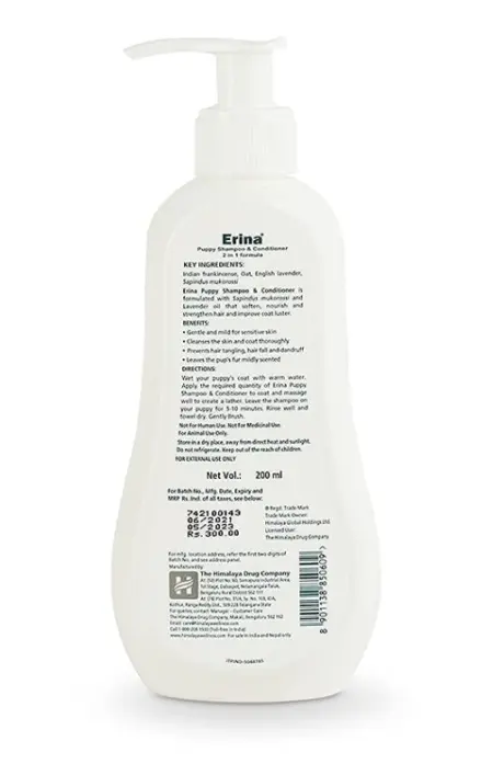 Buy Himalaya Erina Puppy Shampoo 200ml Online - PetMedicine.co