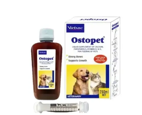 Virbac Ostopet Calcium Supplement Syrup for Dogs and Cats 250ml PetMedicine.co
