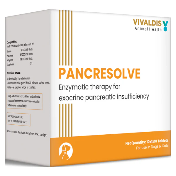 Buy Vivaldis Pancresolve Digestive Health Tablets – PetMedicine.co