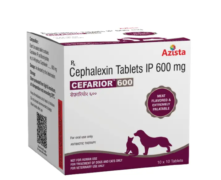 Azista Cefarior 600 MG Cephalexin Tablets for Dogs and Cats PetMedicine.co