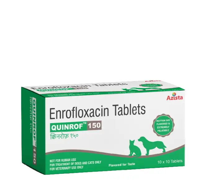 Azista Quinrof 150 MG Enrofloxacin Tablets for Dogs and Cats PetMedicine.co