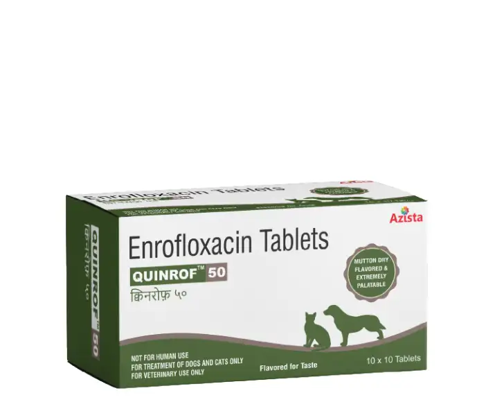 Azista Quinrof 50 MG Enrofloxacin Tablets for Dogs and Cats PetMedicine.co