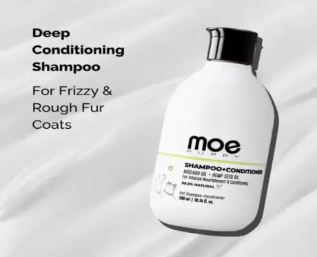 Deshedding and detangling pet shampoo Moe Puppy PetMedicine.co