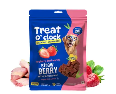 Natural Remedies Treat O Clock Strawberry Dog Treats 75gm for Energy and Joint Health PetMedicine.co